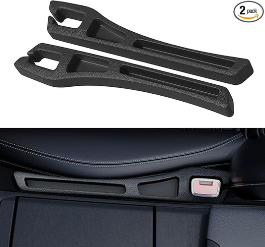 Car Seat Gap Filler Organizer, 2PCS Multifunctional Vehicle Fill Gap Blocker with Storage Slot Between Seat & Console, Anti-Drop Auto Interior Organization, Universal Fit (Black)
