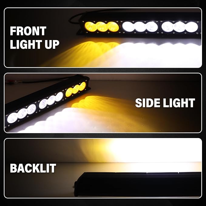 AUXTINGS 49 inch Single Row Dual Color LED Light Bar 270W Off Road Light Bar White Amber Combo LED Work Light Truck UTV 4x4 Cars SUVs ATVs Boats Fog Driving Light with Wiring Harness kit