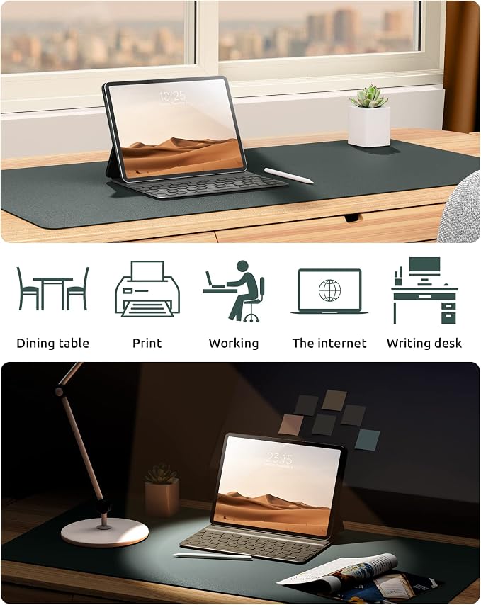 YSAGi Leather Desk Pad Protector, Office Desk Mat, Large Mouse Pad, Non-Slip PU