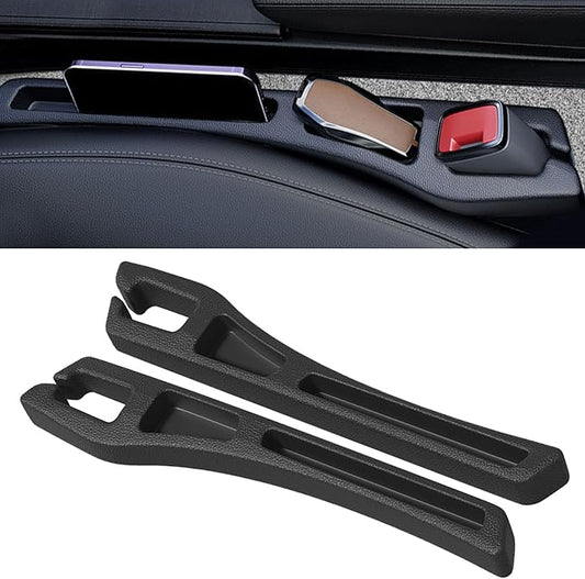 2PCS Car Seat Gap Filler Organizer, Multifunctional Car Gap Filler Organizer Storages Function for Storing Phones Keys Cards, Universal No Drop Seat Guard for Cars ﻿ (Black)
