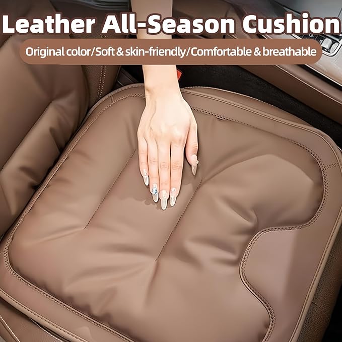 Car Seat Cushion, 2025 New Skin-Friendly Leather Seat Cushions, Breathable Dirt-Repellent Memory Foam Pad for Most Auto & Office Chairs (Black)