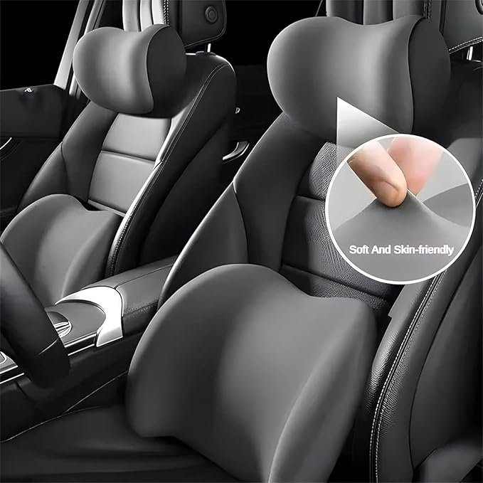 Car Back Support Neck Pillow for Subaru Crosstrek 2012-2025, Comfortable Soft Car Seat Headrest Neck Rest Cushion Lumbar Support Pillow with Adjustable Strap,Black