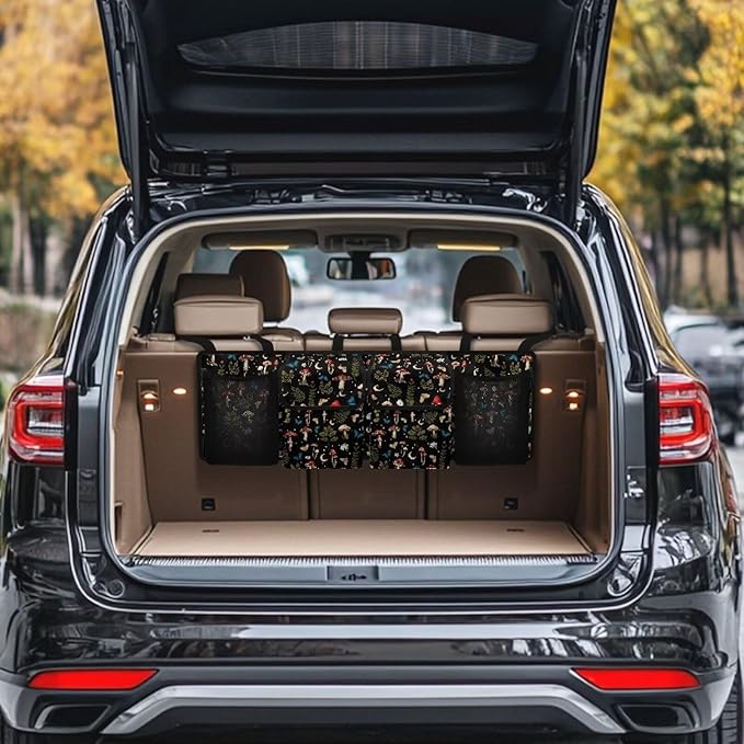 Car Trunk Organizer, Mushroom Hanging Seat Back Storage Organizer with Large Pockets, Space-Saving Backseat Car Organizer, Large Capacity Collapsible Bag for Most Vehicles
