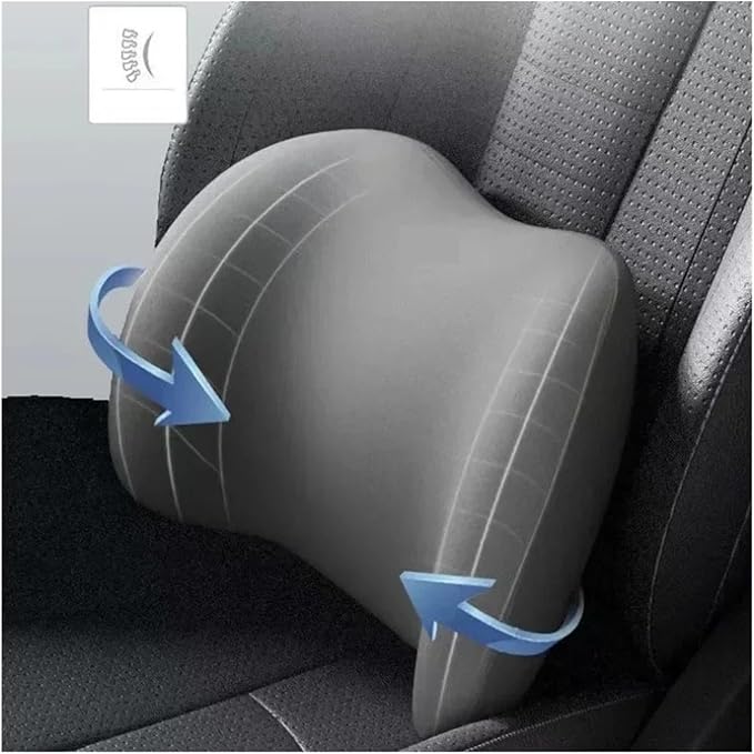 Car Neck Pillow and Lumbar Support Cushion - Memory Foam Backrest for Driver Seat Comfort(Silver)