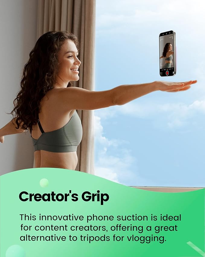 amBand Magnetic Sticky Phone Suction Grip for MagSafe, Removable for Wireless Charging, Durable Magnet Silicone Portable Mount Stand for iPhone 12 13 14 15 16 17, Hands-Free Video/Selfie, Orange