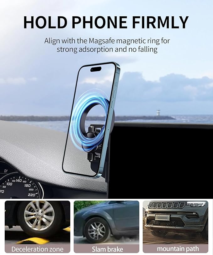 Car Phone Holder for Audi A4&S4 17-19 Accessories /Q5 18-20 / A5 18-19/7-inch Screen Fixed Clip, Phone Mount Compatible with MagSafe, 360° Rotation Cell Phone Holder