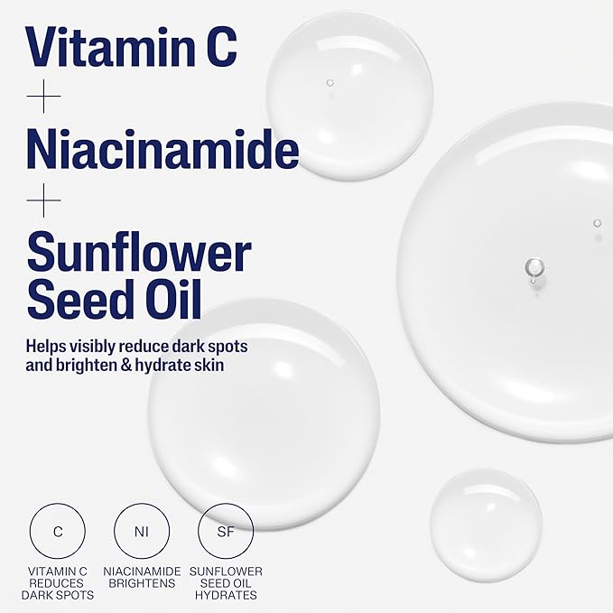 Cetaphil Vitamin C Serum, Visibly Reduces Look of Dark Spots and Hyperpigmentation, Formulated with Niacinamide, Designed for Sensitive Skin, Fragrance Free, Dermatologist Tested, 1oz