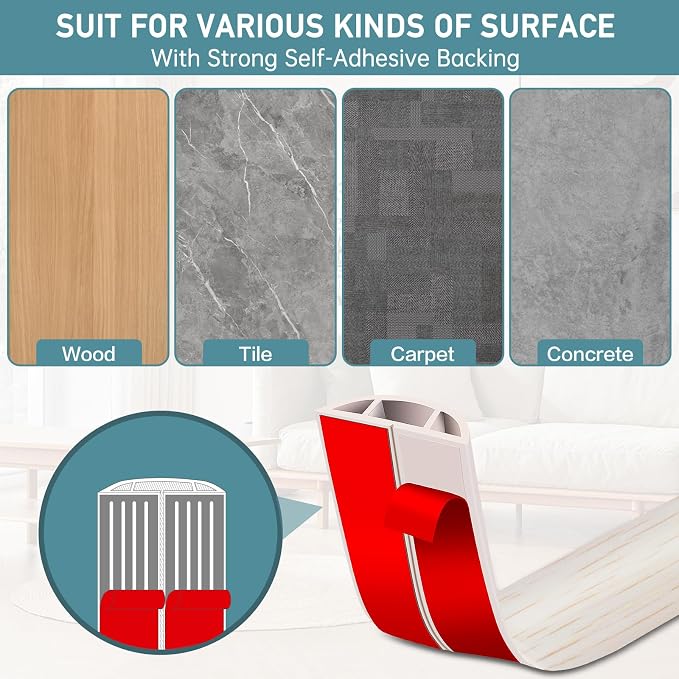 Floor Cord Cover Self Adhesive Cord Hider Floor Extension Cord Covers