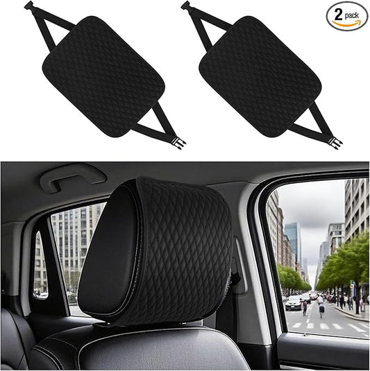 2PCS Headrest Covers for Cars,Anti-Slip & Leather Car Headrest Covers for Cars Decorations with Diamond Pattern,Anti-Dirt Car Seat Headrests Cover for Most Split Head Rest