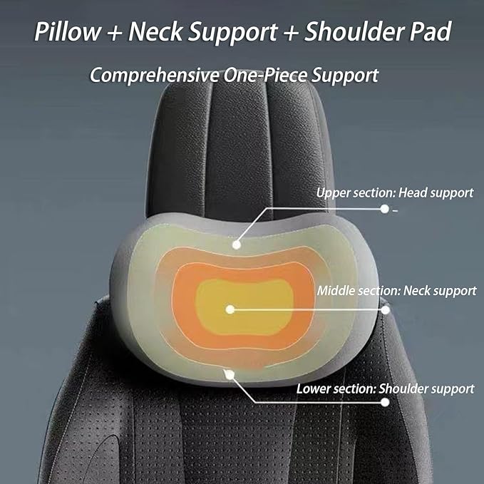 Car Lumbar Support Pillow and Car Neck Pillow Kit for Ford Crown Victoria 1992-2008 2009 2010 2011, Car Seat Neck Back Rest Pillows, Ergonomic Car Seat Headrest & Lumbar Cushion,A Black