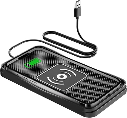 Car Wireless Charger Pad, 15W Fast Wireless Car Charger, Non-Slip Wireless Phone Charger Car Compatible with iPhone 17/16/15/14/13/12, Samsung and LG, Android Phones