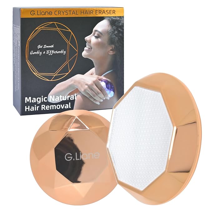 Crystal Hair Eraser,Painless Nano Hair Remover Exfoliation,Gentle and Efficient Glass Hair Removal Device Without Waxing,Natural Epilator for Women and Men(Gold)