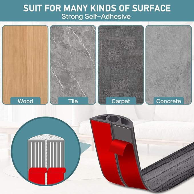 Floor Cord Cover Self Adhesive Cord Hider Floor Extension Cord Covers