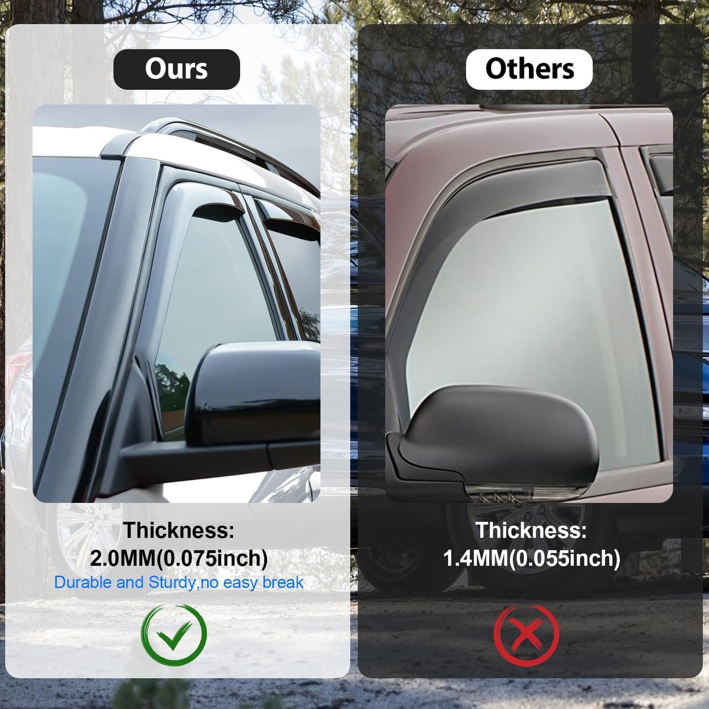 Nilight in Channel Rain Guards for Ford Bronco Sport 2021 2022 2023 2024 Original Window Deflectors,Vent Window Visors-4PCS