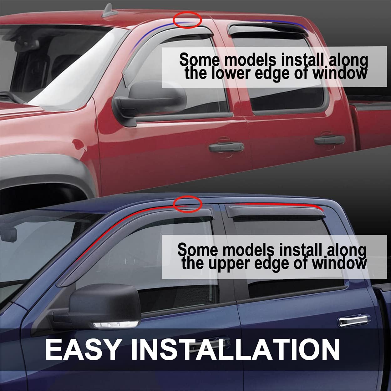 Side Window Wind Deflector, Out-Channel Tape-On Nice Rain Guards Set, Window Visor fit for 2006-2011 Honda Civic 2-Door Coupe Only 92410