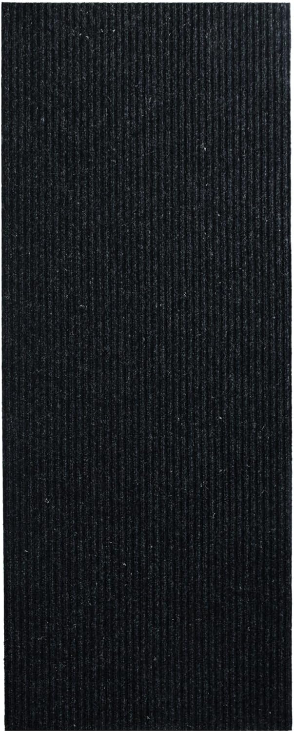 iCustomRug Spartan Weather Warrior Indoor/Outdoor Utility Ribbed Carpet Runner with Non-Slip Thermoplastic Rubber Backing, 3ft X 44ft in Black