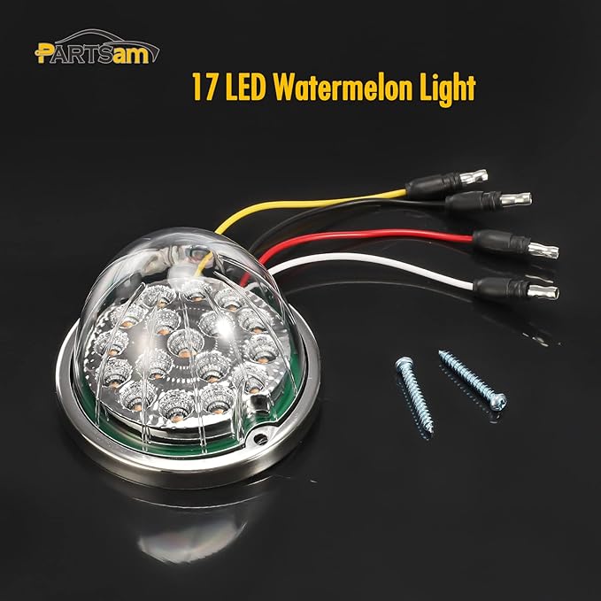 Partsam 1Pc Dual Revolution 17 LED Watermelon Light for Semi Truck, Red Stop Turn Signal and Marker to Purple Auxiliary Light, Underglow Light Compatible with Freightliner Kenworth Peterbilt