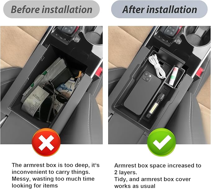 SKTU 2-Pack for 2025 2026 Chevy Equinox Accessories Center Console Organizer for 2025 2026 Chevrolet Equinox (LT/ACTIV/RS) 2025 2026 Equinox Console Tray & Lower Center Console Tray