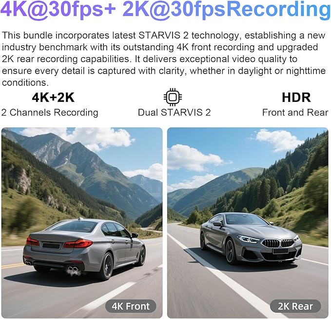 mangoal 4K Front & 2K Rear 2 Channel HDR Dash Cam, Dual STARVIS 2 IMX678 IMX675, Custom Fit for Mazda CX-50 2023 2024(Model A), 5GHz WiFi, GPS, 128GB Card