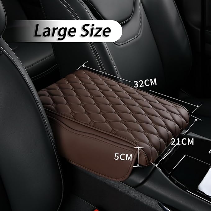 Car Center Console Cover for VW Jetta VI 2011-2013 2014 2015 2016 2017 2018, Thick Armrest Cushion Pad with Side Storage Pockets, Center Console Protector, Arm Rest Cover for Cars, SUVs & Trucks