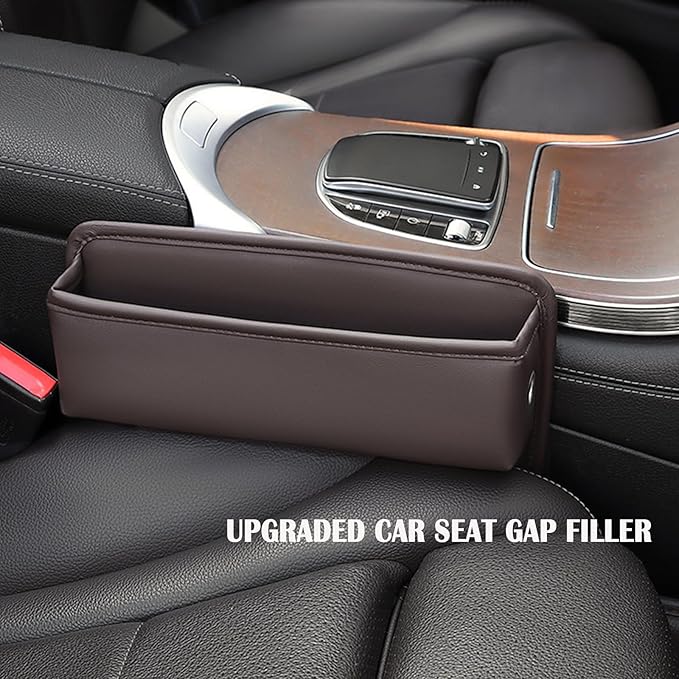 Car Seat Gap Filler 2 Pack Car Gap Filler Seat Organizer Front Seat Leather Car Accessories, Car Essentials for SUV Truck, Adjustable Seat Gap Filler Organizer (Brown，1 Pack)