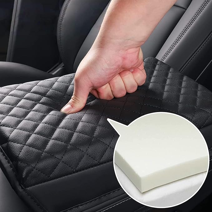 AOMSAZTO Center Console Cover Customized Armrest Cover Compatible with 2016-2023 2024 Toyota Tacoma, Soft Cozy Leather Arm Rest Covering for Car, Well-Make Durable Console Cushion Pad, Easy to Install