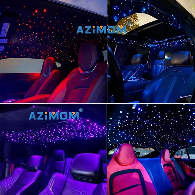 AZIMOM Mini 6W 500pcs Twinkle Fiber Optic Starlight Headliner Kit for Car Home 0.03in 13.1ft End Glow Fiber Strands Sound-Activated APP& Remote Control Starlight Engine