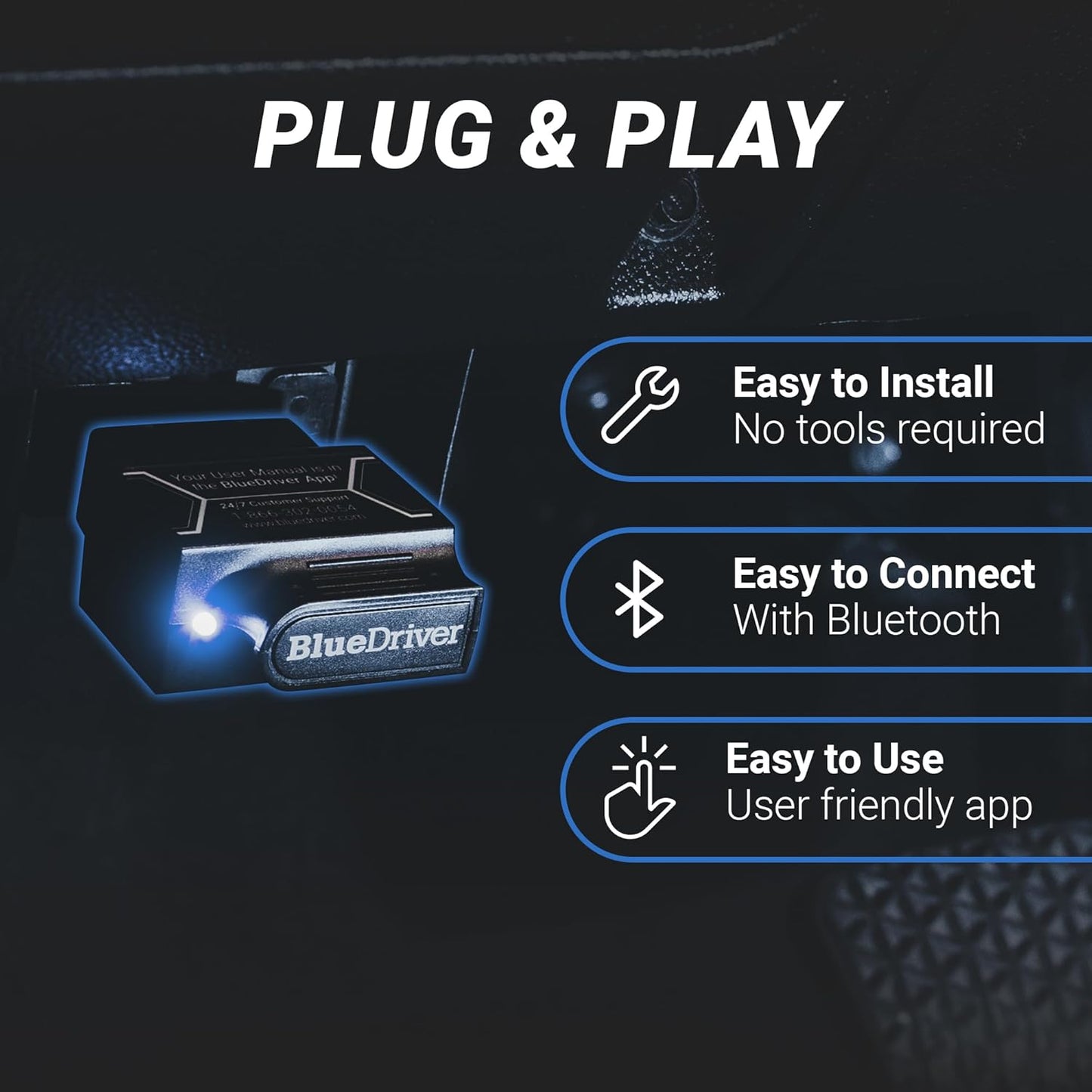 BlueDriver Bluetooth Pro OBDII Scan Tool for iPhone & Android - No Subscription Fee - OBD2 Car Scanner and Code Reader - Diagnose Check Engine, ABS, SRS, Airbag & 7000+ Issues on Vehicles 1996+