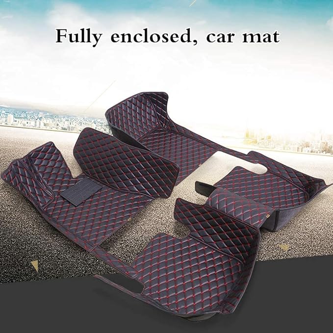 Custom Fit Car Floor Mats - Full Coverage Automotive Leather Floor Liners for Most Vehicles by MingyunSM (Purple & Black)