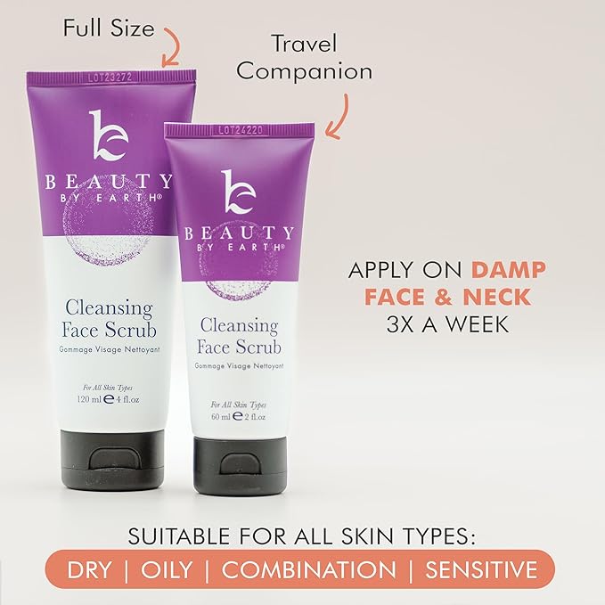 Face Scrub and Face Wash, Gentle Exfoliating, Cleansing Facial Scrub Exfoliator, Natural & Organic Ingredients