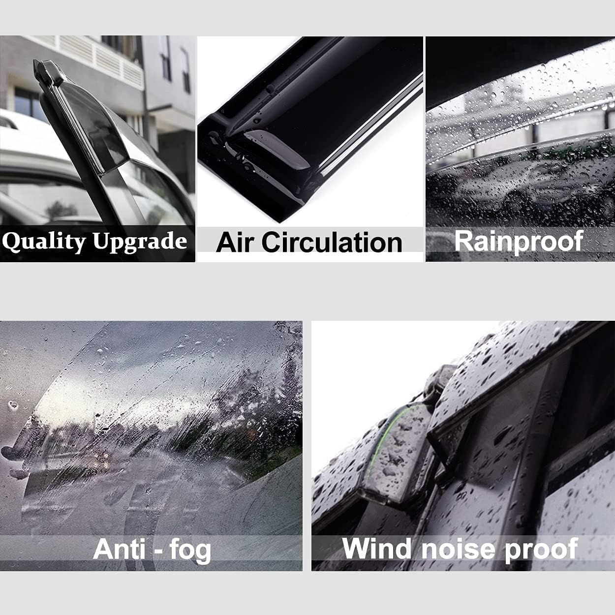 94964 Side Window Wind Vent Deflector,4pcs Outside Mount Style Sun Rain Guards Set,Dark Smoke Nice Window Visor fit for 2008-2014 Jeep Liberty