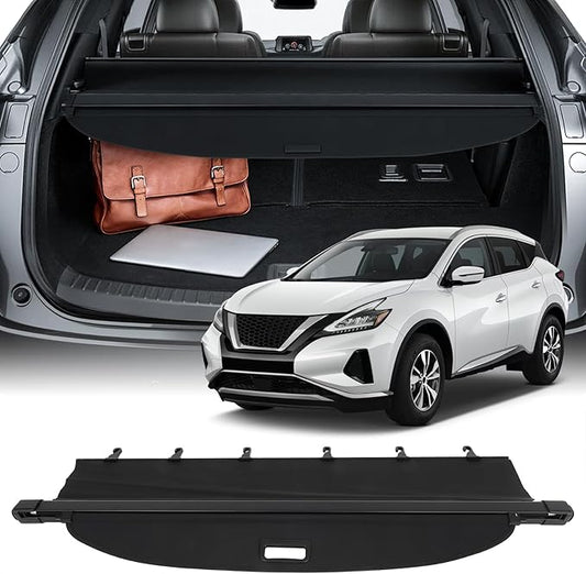 Cargo Cover for 2020 Fit for Nissan Murano 2016 Fit for Nissan Murano 2.5L 2015-2023 Fit for Nissan Murano 3.5L Retractable Rear Trunk Cargo Shade Luggage Security Cover Shielding Waterproof