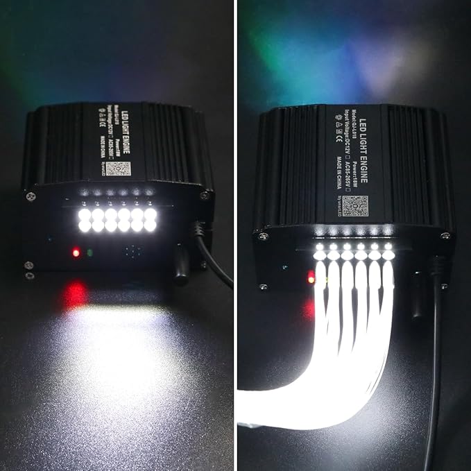 AMKI Dual Color 18W Twinkle&Meteor Starlight Headliner Kit 1000pcs 0.03in 13.1ft+240pcs Pure White Shooting Star,Updated 2 in 1 Starlight Box RGBW Sound Activated Mode for Car Home Decor