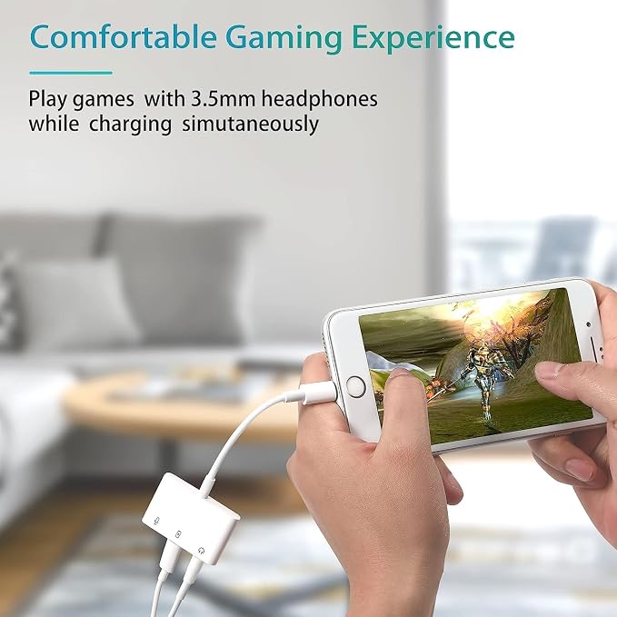 iPhone Microphone Adapter for Live-Streaming Lightening to Microphone & 3.5mm