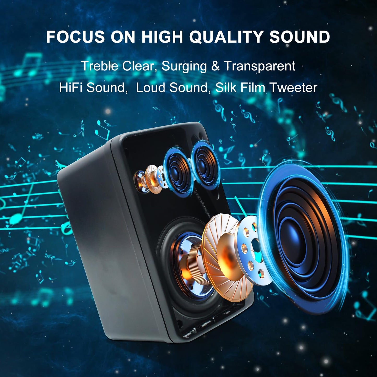 Herdio 3.5 Inch Passive Outdoor Speakers Wired Waterproof, 200W 3 Way Premium Mountable Wall Mount Speakers with Superior Sound, All-Weather Durability, for Patio Marine Boat Garage Indoor(Black Pair)