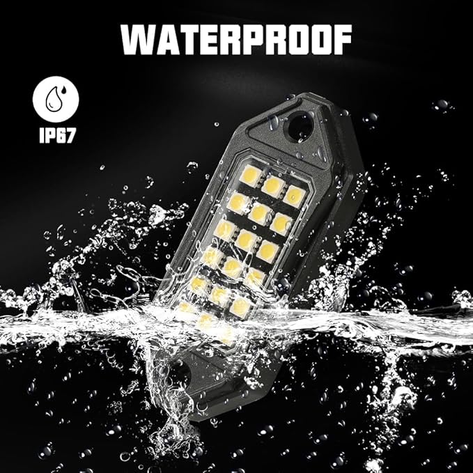 SUNPIE White Rock Lights, 16 Pods LED Rock Lights Underglow kit IP67 Waterproof Underglow Light kit for Trucks Car Jeep ATV UTV SUV Pickup Off Road RZR Under Body Glow Light Trail Lighting