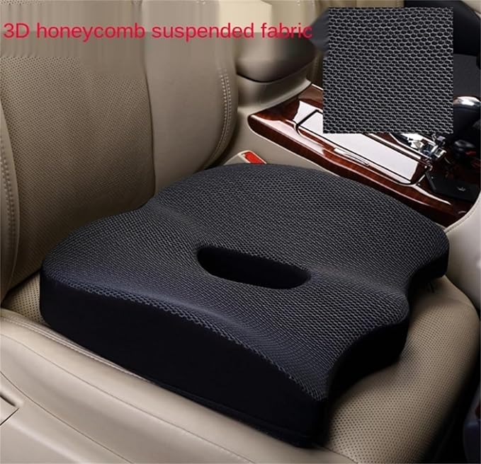 Heightening Wedge Car Seat Cushion Pad for Driving with Comfort Memory Foam, Curved Design Closely Adheres to The Lumbar Spine and Buttocks, Relieving Fatigue Broader Vision (Waist Cushion,Dark Gery)