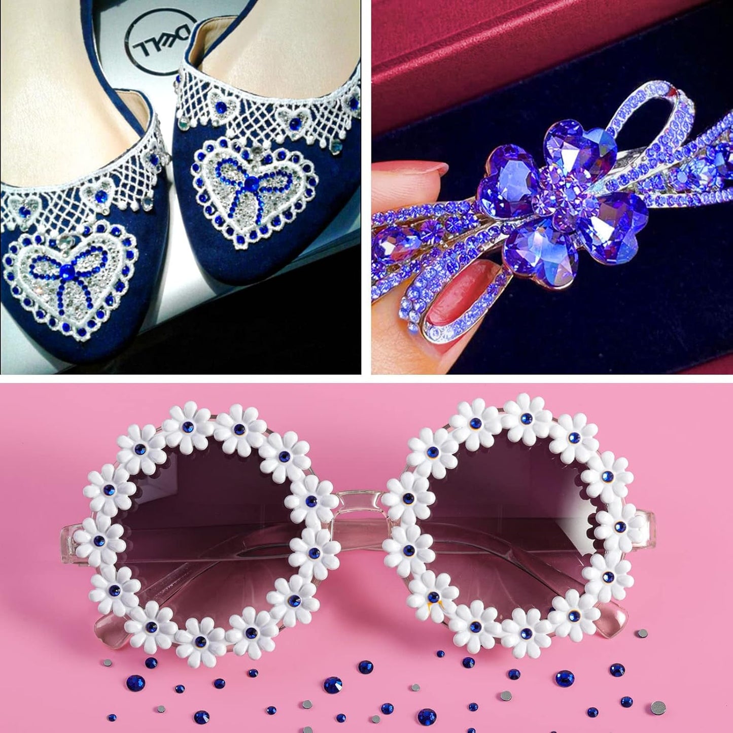beadsland Flat Back Crystal Rhinestones Round Gems, Sapphire (4.6-4.8mm) SS20/1440pcs