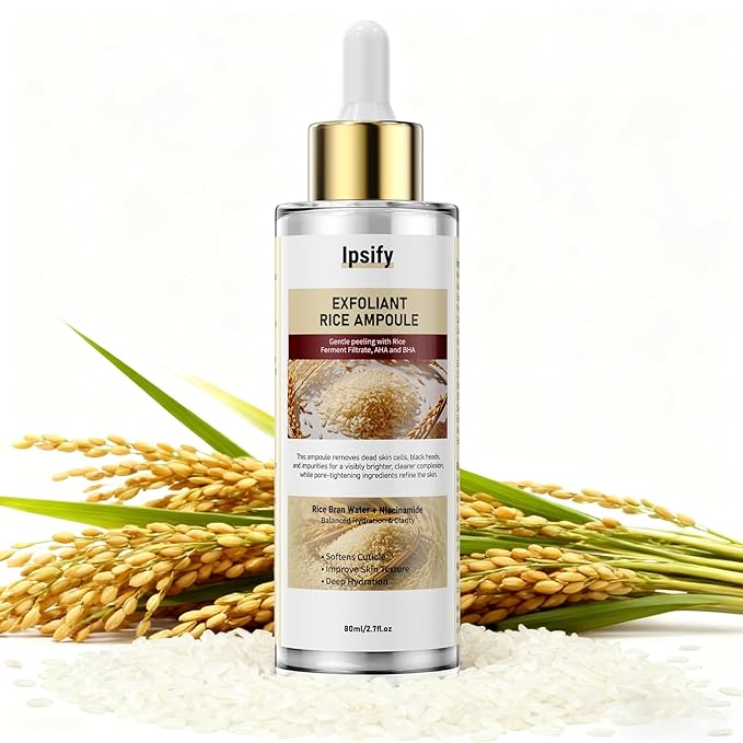 Peel Shot Glow Rice Ampoule, Black and White Rice Exfoliant for Face and Body, Rice Exfoliator for Faces Dead Skin Cells Remover, Face Peel Shot Serum for Softens Cuticle, 80ML (White Rice)