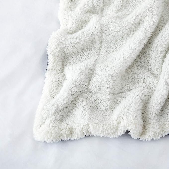 IR Imperial Rooms Sherpa Fleece Throw Blanket Twin Size for Couch - Thick and Warm Fluffy Blankets Winters, Soft and Fuzzy Twin Blanket for Bed and Sofa, Navy, 60x80 Inches