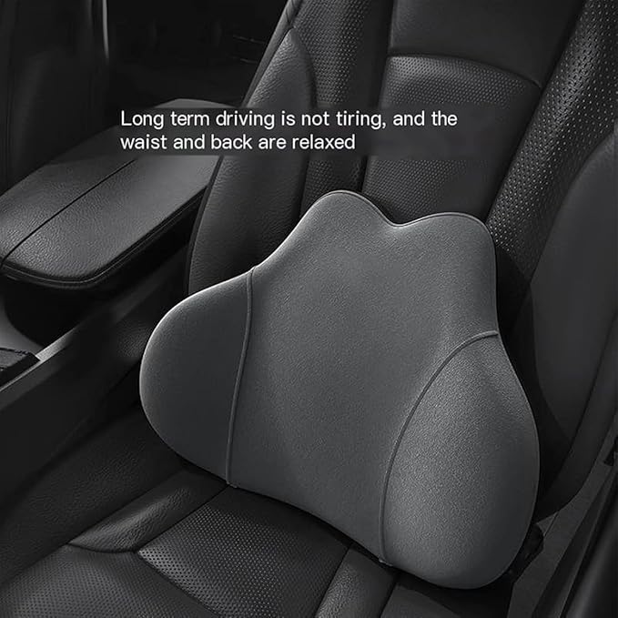 Headrest Neck Lumbar Pillows Car Seat for Audi A6 C7 C8 2011-2025, Universal Ergonomic Back Support Cushion, Comfortable Breathable Cover for Office Home, B/Gray