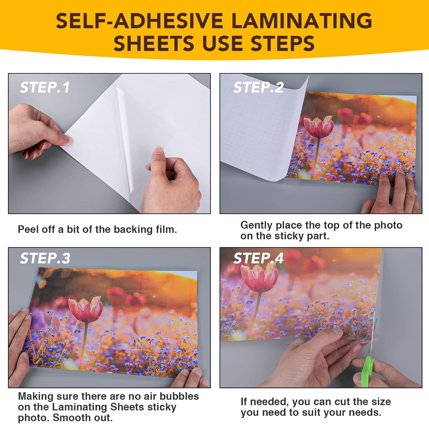 140 PCS Self-Adhesive Laminating Sheets, 9 x 12 Inches Self Adhesive Contact Paper, No Heat No Machine Needed Self Sealing Laminate Sheets