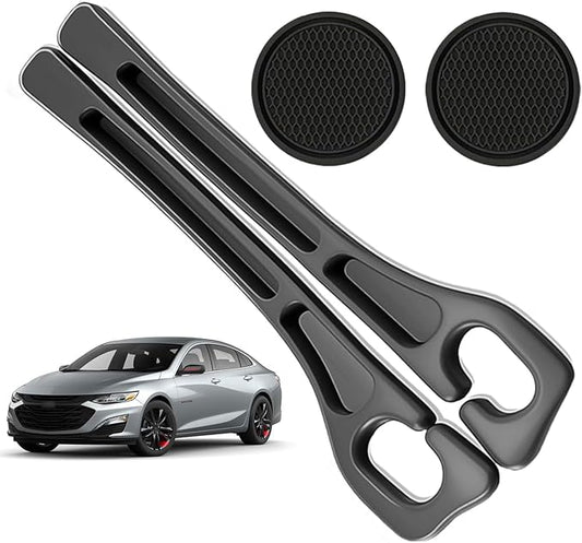 Car Seat Gap Filler Organizer Compatible with Chevy Trax Malibu Equinox Accessories Seat Gap Plug Blocker with Storage Slot Non-Slip Car Cup Holder Coaster Black