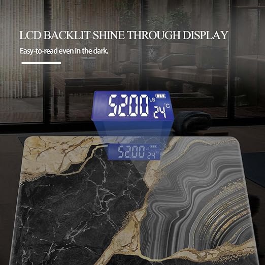 Weight Scale Digital Scale for Body Weight Bathroom Scales Personalized Scale for Body Weight 400 lbs with Large Backlit Display Easy Read - Black and Gold Marble
