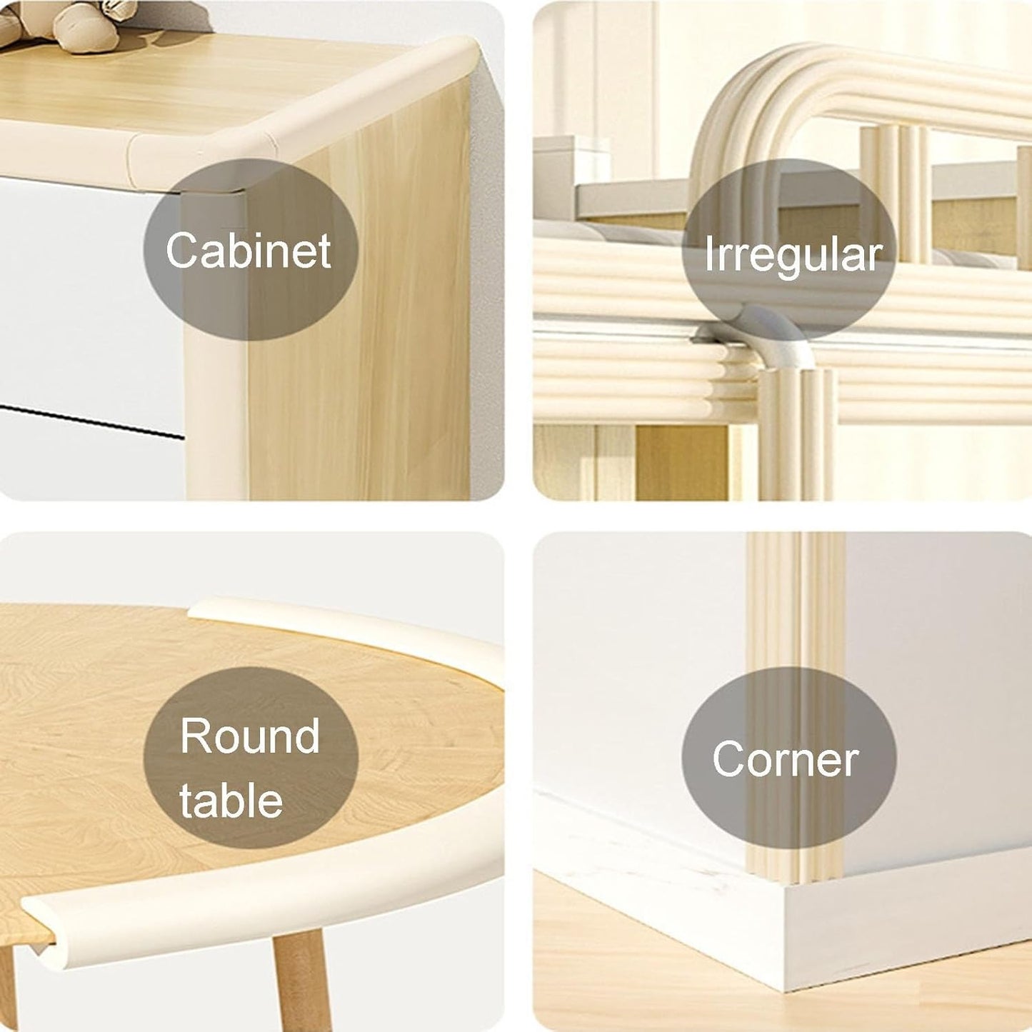 XPLKQXE Sharp Edge Safety Corner Edge Foam Padding, Edge Guards Bumpers Adhesive, Edge Corner Protector Guards for Table Edges & Sharp Corners(White-B,5pcs)