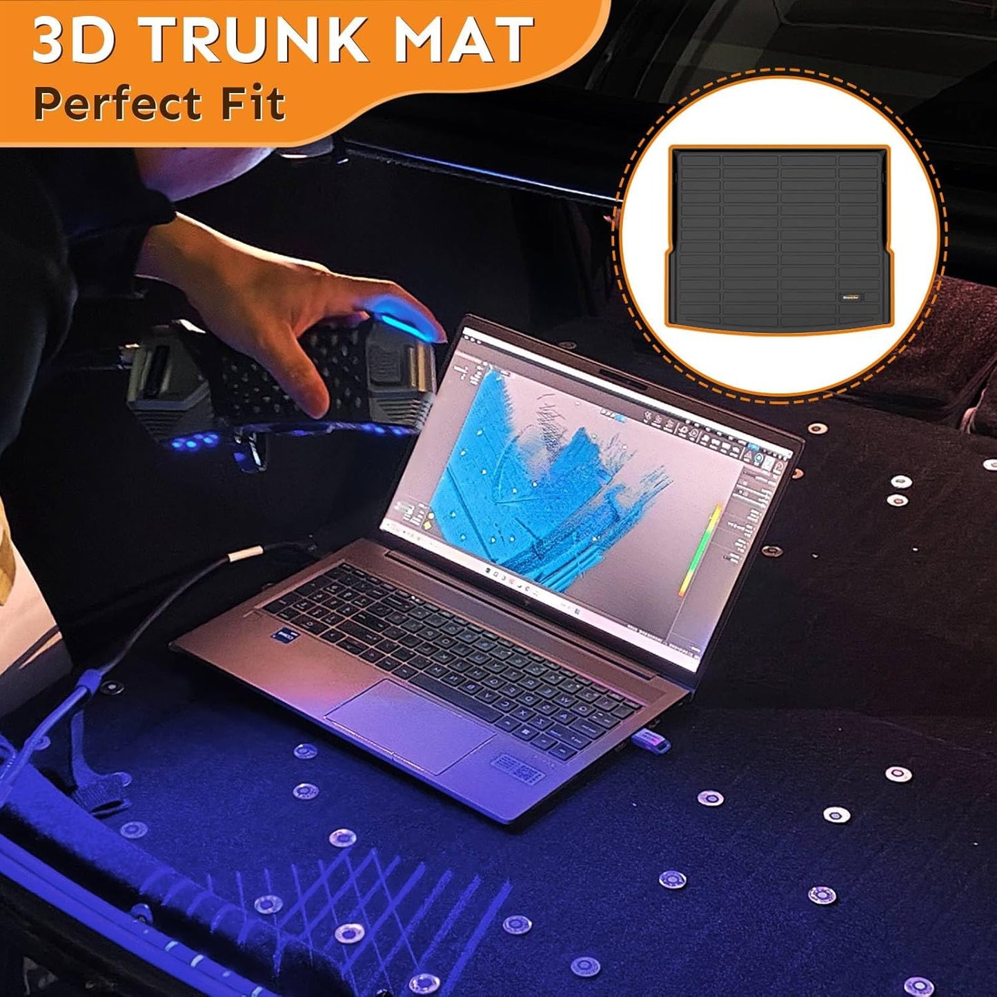Binmotor-All Weather Car Floor Mats for Cadillac CT5 2020-2025, TPE Rubber Liners Waterproof Car Mats Custom Fit for Cadillac CT5 Accessories
