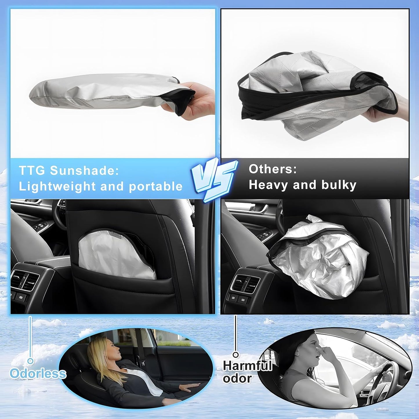 T TGBROS Windshield Sun Shade Custom Fit for 2020-2023 2024 2025 GLB Accessories Foldable Sun Shield Reflective Polyester Sun Visor Cover Block Heat and Sun Protection