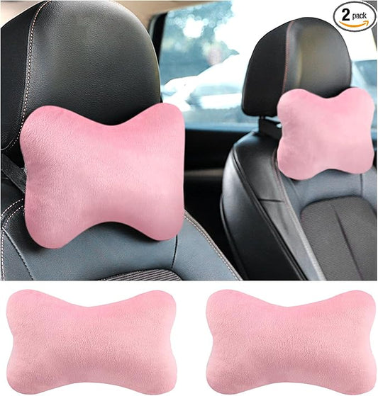2PCS Car Headrest Pillow,Soft & Comfortable Car Neck Pillow for Driving Fatigue Relieve,All-Season Universal Cars Head Rest Pillows Automotive Interlor Accessorles for Cars (Pink/2PCS)