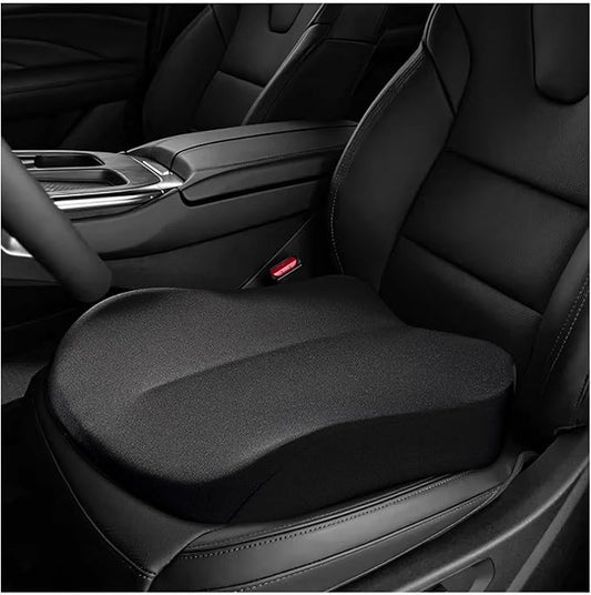 Car Seat Cushion, Ergonomic Memory Foam Auto Booster Seat Pad with Nonslip Bottom, Comfortable Vehicle Cushion for Short People Driving Fit for Sedan Truck SUV, Car Accessories (Black)