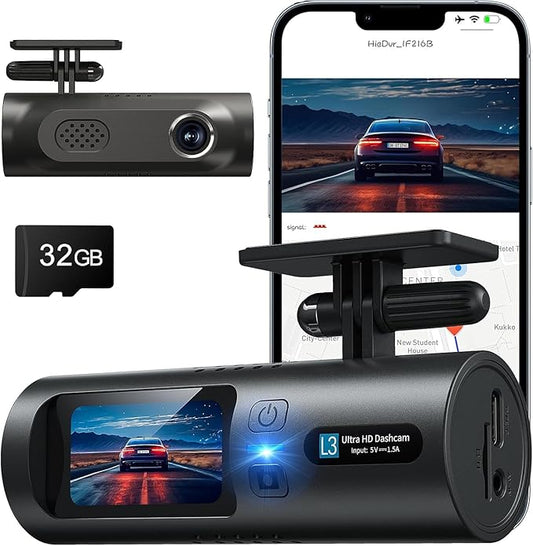 2K Dash Cam Front 2K Full HD Dash Camera for Cars, 5G Wi-Fi & App Control car Camera with Night Vision, 170°Wide Angle, WDR, 24H Parking Mode, Free 32GB Card Included